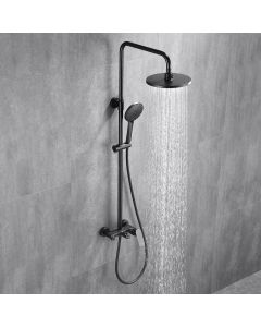 Kibath coluna chuveiro monocomando redonda dak 96-136cm preto de latão