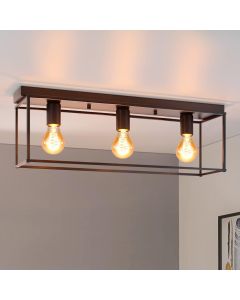 Nettlife plafon 3 focos E27 máx. Lâmpada de metal preto vintage de 25 w ,