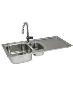 Pia de cozinha de aço inoxidável 105 cm x 50 cm com torneira arco-íris