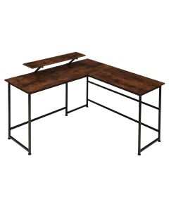 Escritorio industrial soporte móvil 140x130x76,5 cm madeira oscura