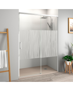 Ecrã de chuveiro frontal deslizante 155cm (adaptável 149-154cm)brilho cromo