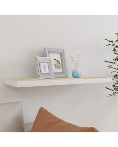 Prateleira parede suspensa 80x23,5x3,8 cm mdf carvalho e branco pt4553
