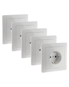 5 tomadas schuko branco
