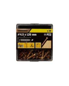 20 parafusos para madeira pozidriv premium 4,5 x 20 mm Turbodrive