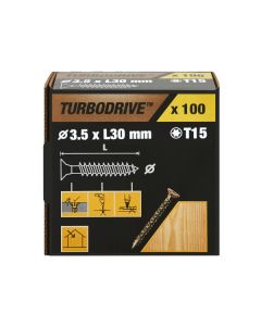 100 parafusos para madeira TX premium 3,5 x 30 mm Turbodrive