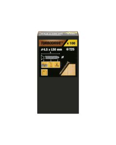 100 parafusos para madeira TX premium 4,5 x 50 mm Turbodrive