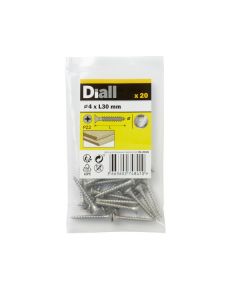 20 parafusos de aço inoxidável para madeira 4 x 30 mm Diall