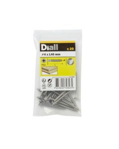 20 parafusos de aço inoxidável para madeira 4 x 40 mm Diall