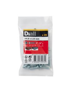 25 parafusos autoperfurantes de aço 4,8 x 19 mm Diall