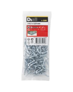 100 PARAFUSOS AUTO-ROSCANTES COM CABEÇA PLANA DE AÇO 4,2x19 MM