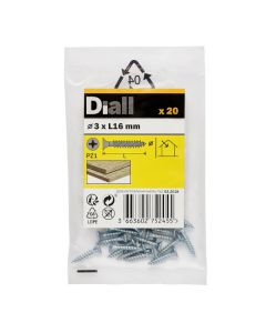 20 parafusos para madeira pozidriv 3 x 16 mm Diall