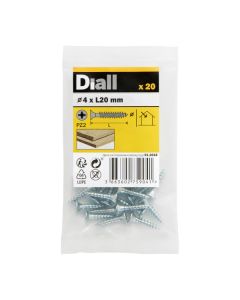 20 parafusos para madeira pozidriv 4 x 20 mm Diall