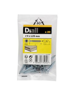 20 parafusos para madeira pozidriv 4 x 25 mm Diall