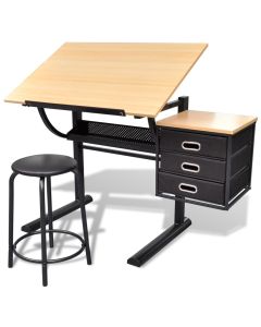 Mesa de desenho inclinável com banco