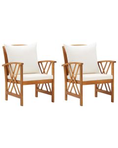 Cadeiras de jardim c/ almofadões 2 pcs madeira acácia maciça