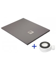 Base de duche de resina 80x160 cinza antiderrapante+valvula+grelha