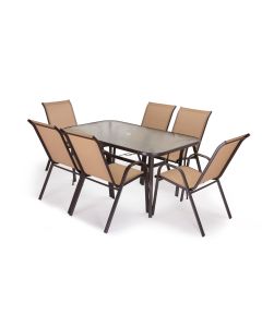 Mesa em vidro temperado hc + 6 cadeiras. Móveis de jardim e terraço,