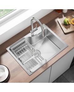 Pia de cozinha - anycee max - 1 cuba inox 60x45cm - cesto escorredor ajustá