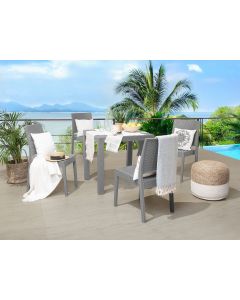 Conjunto de refeição de jardim 4 lugares fossano cinzento claro