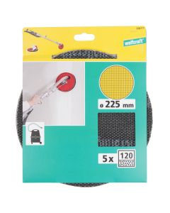 Papel de lija de grano 120, diámetro 225 carburo de silicio 5 piezas.
