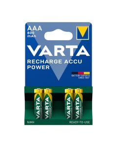4 PILHAS RECARREGÁVEIS AAA VARTA