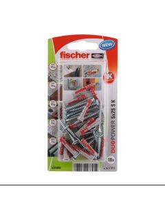 Buchas Duopower + Parafusos 5 x 25 mm Fischer 18 uds