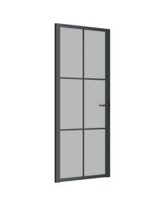 Porta interior 83x201,5 cm vidro fosco e alumínio preto