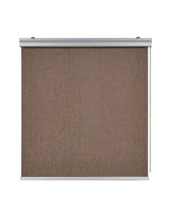 Estore de rolo blackout opaco com acabamentos em alumínio marrom 60 x 250cm