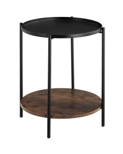 Mesa auxiliar 45,5x54,5cm, madeira industrial oscura, rústica