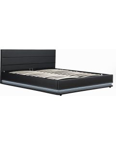 Cama LED com baú "anastasia" - 180 x 200 cm - preto
