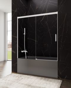 Resguardo banheira frontal+deslizante basic 160-165cm transparente branco