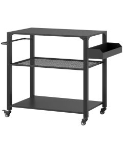 Carrinho de apoio para barbecue 105x50x79 cm aço e metal Outsunny