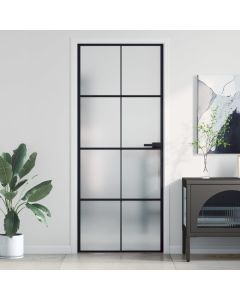 Porta interior 83x201,5 cm vidro temperado e alumínio preto weg6226