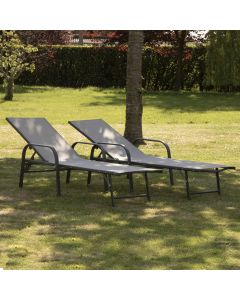 Conjunto de 2 espreguiçadeiras sardinia cinzentas - estrutura antracite