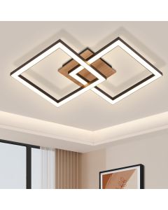 Nettlife LED plafon preto madeira 3000k branco quente design moderno 24w