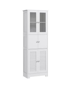 Coluna de casa de banho 60x30x170,5 cm mdf, vidro color blanco Homcom