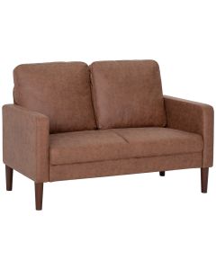 Sofá de 2 lugare 130x78x85 cm poliéster e madeira de borracha color marrón