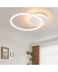 Nettlife LED luz de teto sala de estar 24w preto moderno 2 anéis 3000k
