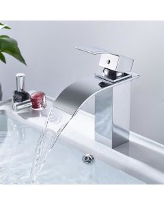 Torneira para banheiro cascata em latão maciço - cecipa - brilhante - cinza
