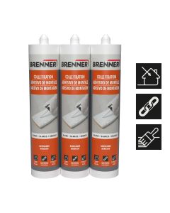 Conjunto de 3 colas adesivas de montagem branca Brenner
