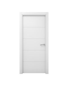 Porta de interior maciça lacada branca Lor 75cm esquerda com molduras Geom