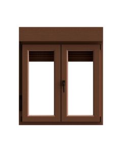Janela PVC oscilo-batente com persiana carvalho 5 câmaras 117x100cm