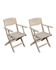 Conjunto de 2 cadeiras de jardim dobr&aacute;veis feitas de madeira de ac&aacute;cia com bra&ccedil;os Riveo GoodHome
