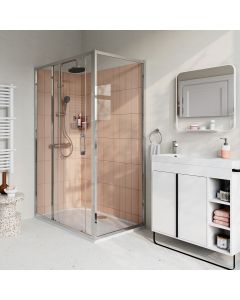 Painel fixo cromado com vidro transparente 80cm Odalia