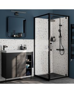 Painel fixo preto com vidro transparente 80cm Odalia