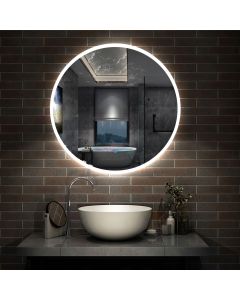 Espelho de casa de banho LED 80cm + anti-embaciamento + brilho ajustável