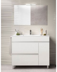 Móvel de banho caprera, lavatório y espelho branco 100x45cm