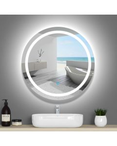 Espelho de casa de banho LED 60cm＋anti-embaciamento＋interrutor tátil