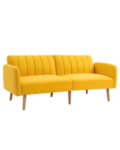Sofá cama 2 lugare 173x75x73cm poliéster, espuma e madeira color amarillo