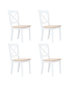 Cadeiras de jantar 4pcs seringueira maciça branco/madeira clara ewg5430